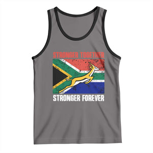 South Africa Rugby Springboks Tank Top Stronger Together Stronger Forever Go Bokke TS02 Deep Heather Black Print Your Wear