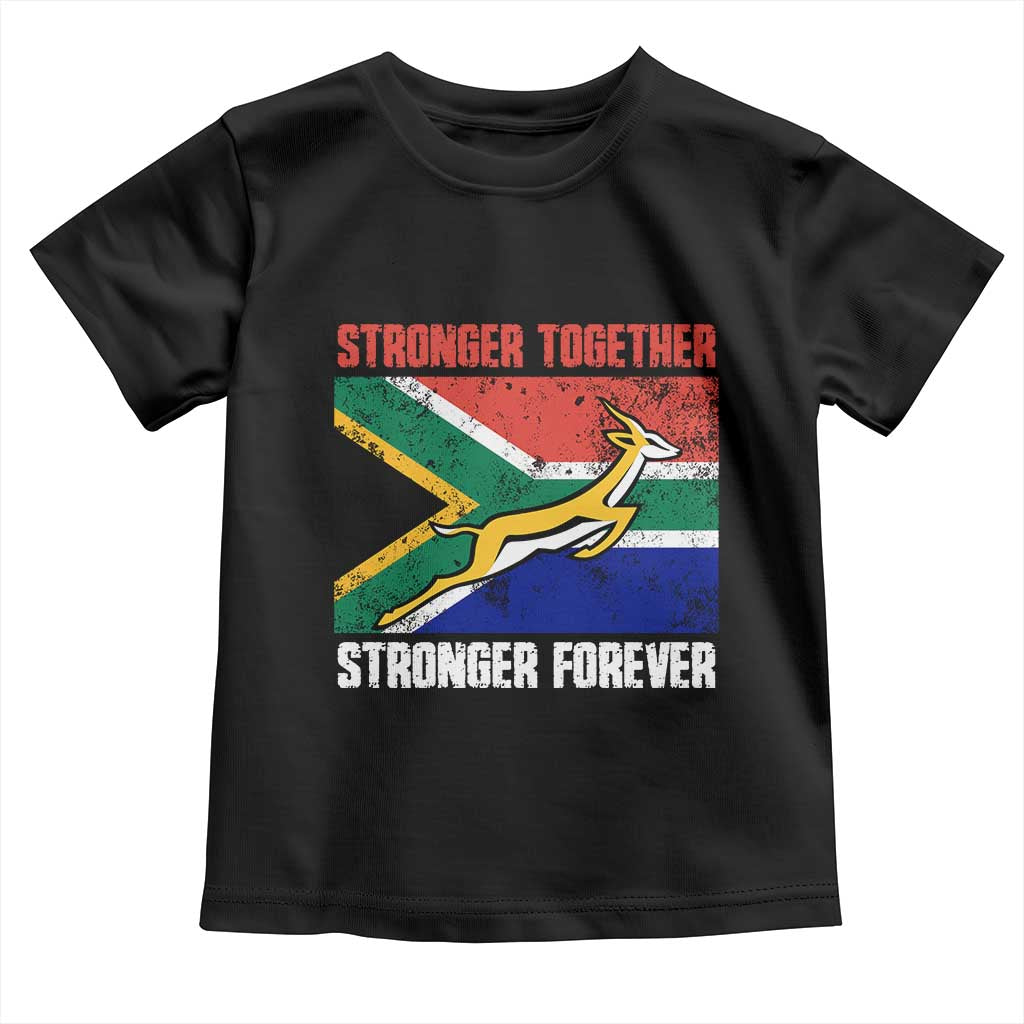 South Africa Rugby Springboks Toddler T Shirt Stronger Together Stronger Forever Go Bokke TS02 Black Print Your Wear