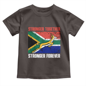 South Africa Rugby Springboks Toddler T Shirt Stronger Together Stronger Forever Go Bokke TS02 Dark Chocolate Print Your Wear