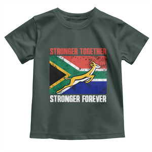 South Africa Rugby Springboks Toddler T Shirt Stronger Together Stronger Forever Go Bokke TS02 Dark Forest Green Print Your Wear
