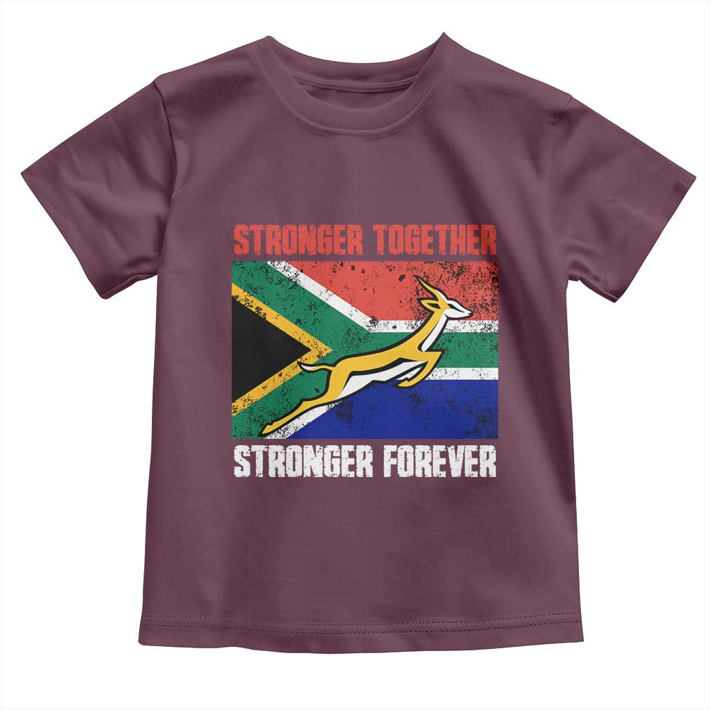 South Africa Rugby Springboks Toddler T Shirt Stronger Together Stronger Forever Go Bokke TS02 Maroon Print Your Wear