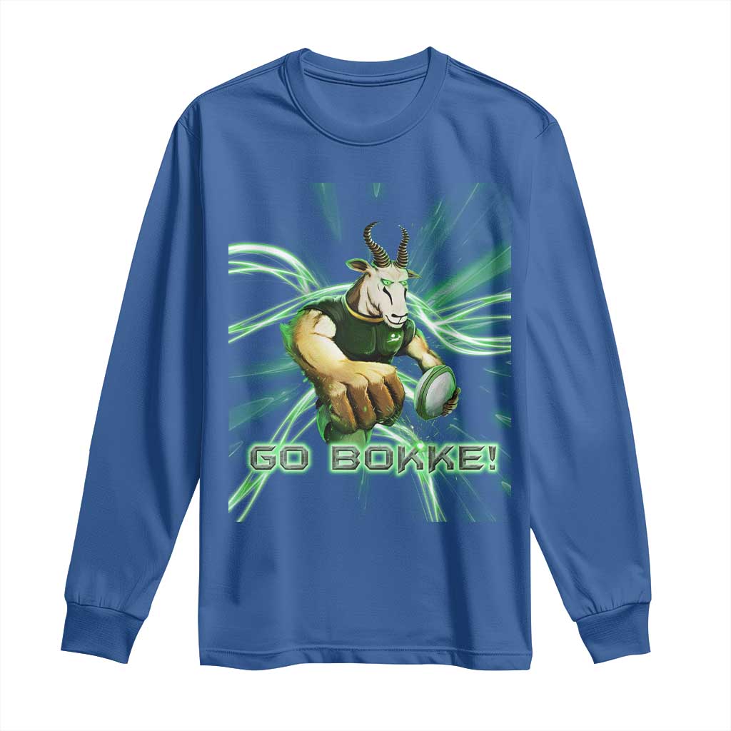 South Africa Rugby Springboks Long Sleeve Shirt Go Bokke Forever Stronger Together TS02 Royal Blue Print Your Wear