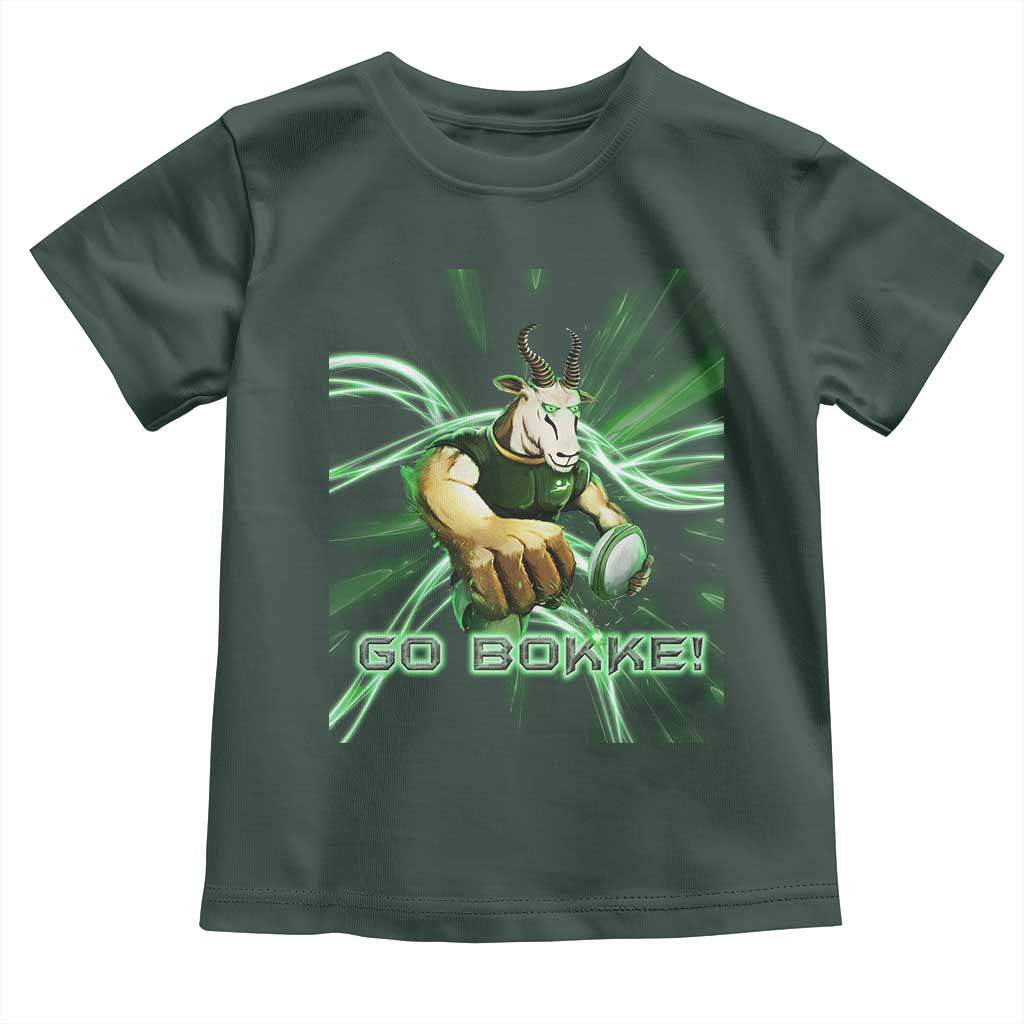 South Africa Rugby Springboks Toddler T Shirt Go Bokke Forever Stronger Together TS02 Dark Forest Green Print Your Wear