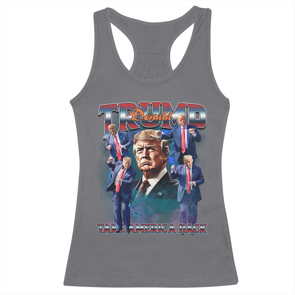 Trump 2025 Racerback Tank Top Take America Back Golden Age Vintage 90s Bootleg TS02 Charcoal Print Your Wear