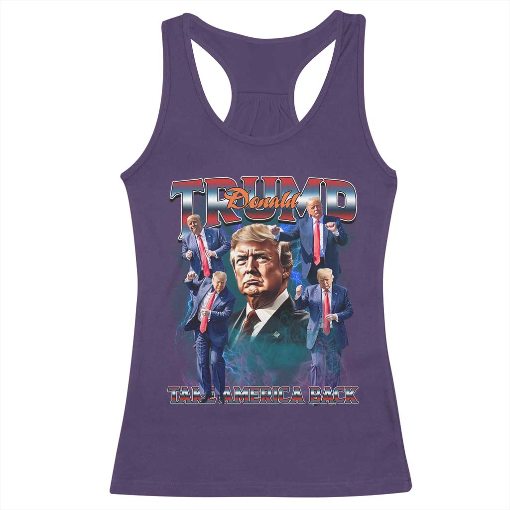 Trump 2025 Racerback Tank Top Take America Back Golden Age Vintage 90s Bootleg TS02 Purple Print Your Wear