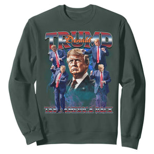 Trump 2025 Sweatshirt Take America Back Golden Age Vintage 90s Bootleg TS02 Dark Forest Green Print Your Wear