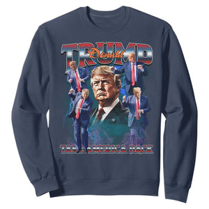 Trump 2025 Sweatshirt Take America Back Golden Age Vintage 90s Bootleg TS02 Navy Print Your Wear