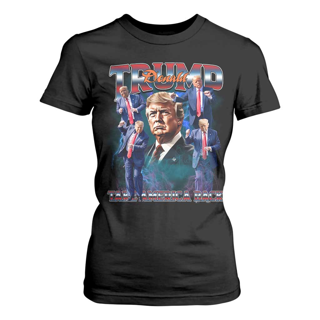Trump 2025 T Shirt For Women Take America Back Golden Age Vintage 90s Bootleg TS02 Black Print Your Wear