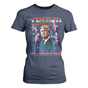 Trump 2025 T Shirt For Women Take America Back Golden Age Vintage 90s Bootleg TS02 Navy Print Your Wear