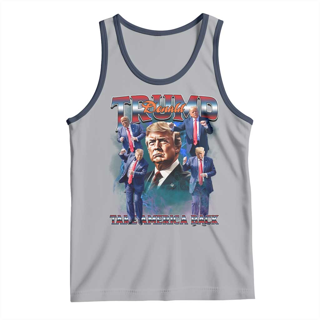 Trump 2025 Tank Top Take America Back Golden Age Vintage 90s Bootleg TS02 Athletic Heather Navy Print Your Wear