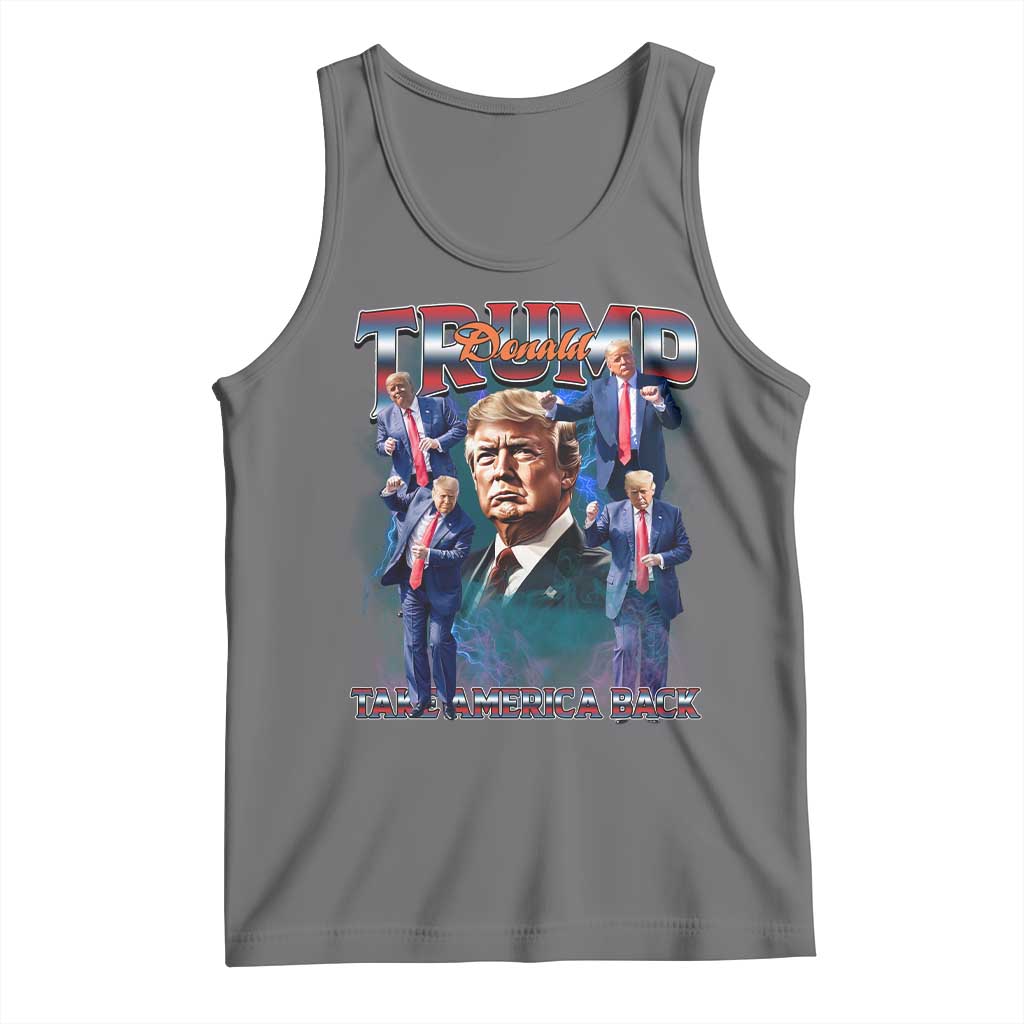 Trump 2025 Tank Top Take America Back Golden Age Vintage 90s Bootleg TS02 Black Heather Print Your Wear