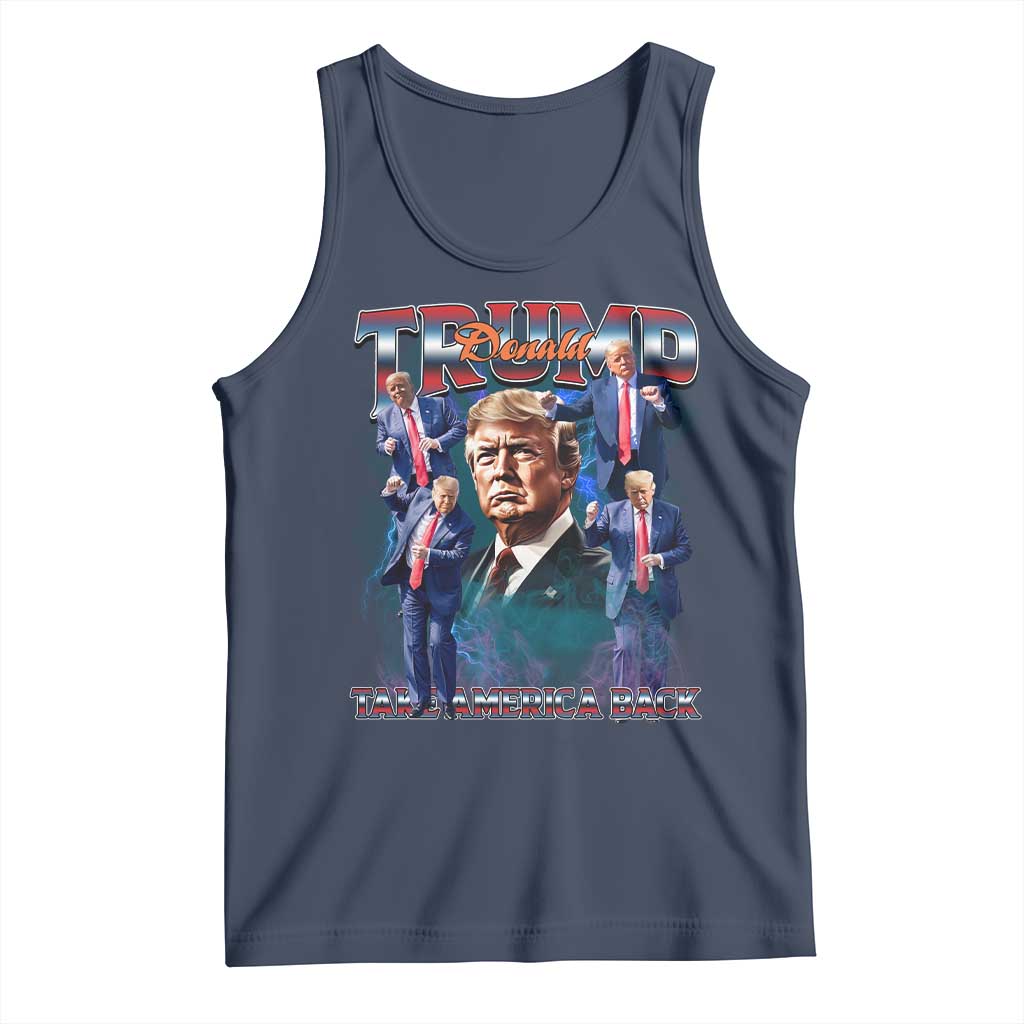 Trump 2025 Tank Top Take America Back Golden Age Vintage 90s Bootleg TS02 Navy Print Your Wear