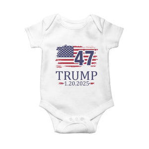 President Trump Inauguration Day 2025 Baby Onesie 47th President January 20th American Flag TS02 White Print Your Wear