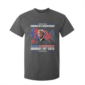 President Trump Inauguration Day 2025 T Shirt For Kid Ending Of A Nightmare January 20th 2025 Red States Map TS02 Dark Heather Print Your Wear
