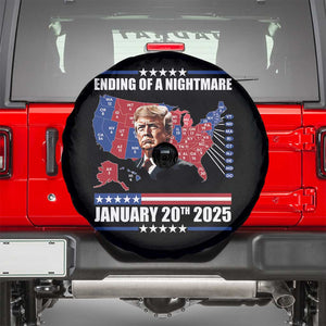 President Trump Inauguration Day 2025 Spare Tire Cover Ending Of A Nightmare January 20th 2025 Red States Map TS02 Black Print Your Wear