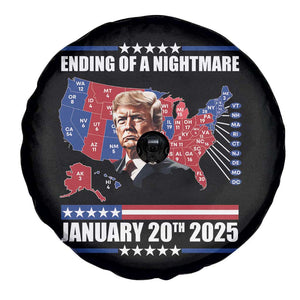 President Trump Inauguration Day 2025 Spare Tire Cover Ending Of A Nightmare January 20th 2025 Red States Map TS02 Print Your Wear