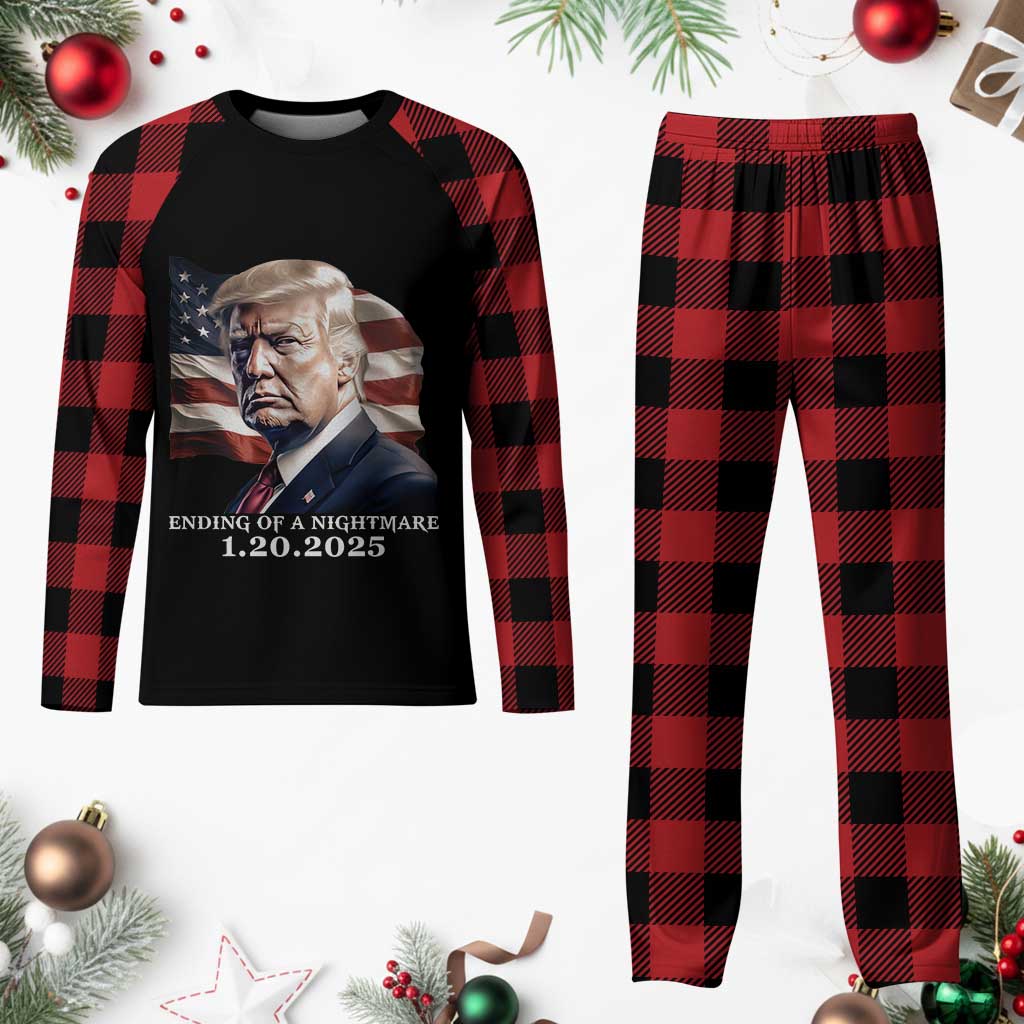 President Trump Inauguration Day 2025 Plaid Pajama Set Ending Of A Nightmare January 20th American Flag TS02 Buffalo Plaid Print Your Wear