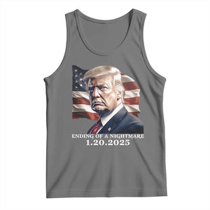 President Trump Inauguration Day 2025 Tank Top Ending Of A Nightmare January 20th American Flag TS02 Black Heather Print Your Wear