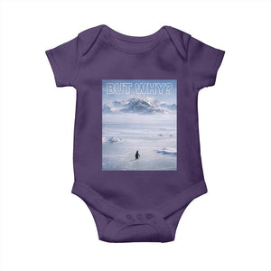 Funny Nihilist Penguin But Why Meme Baby Onesie Existential Arctic Scene Icy Wilderness Quiet Thinkers TS02 Purple Print Your Wear