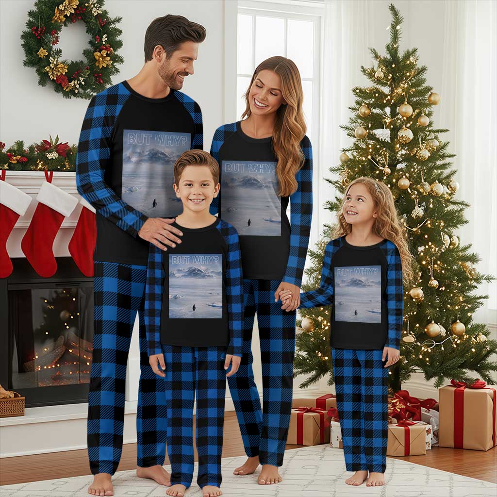 Funny Nihilist Penguin But Why Meme Plaid Pajama Set Existential Arctic Scene Icy Wilderness Quiet Thinkers TS02 Blue Plaid Print Your Wear