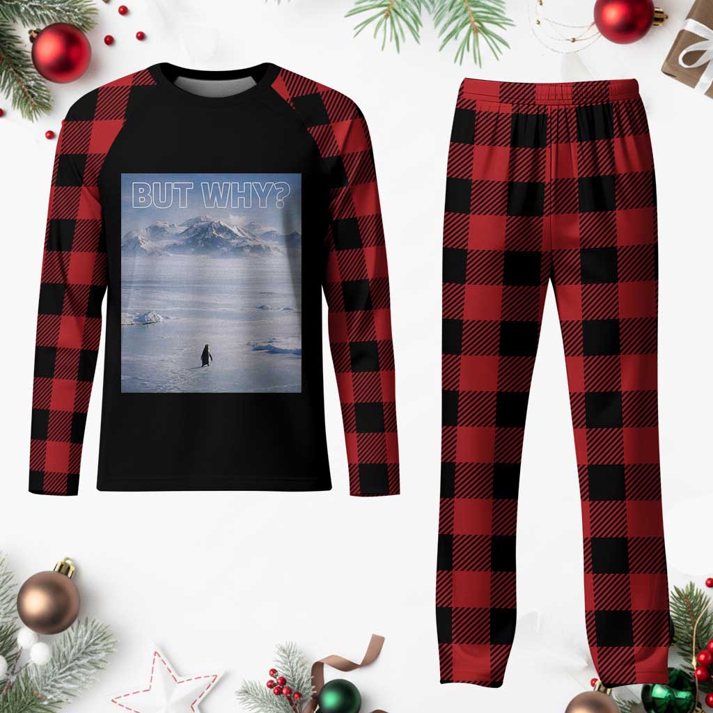 Funny Nihilist Penguin But Why Meme Plaid Pajama Set Existential Arctic Scene Icy Wilderness Quiet Thinkers TS02 Buffalo Plaid Print Your Wear