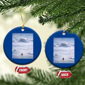Funny Nihilist Penguin But Why Meme Ceramic Ornament Existential Arctic Scene Icy Wilderness Quiet Thinkers TS02 1pc Blue Print Your Wear