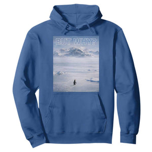 Funny Nihilist Penguin But Why Meme Hoodie Existential Arctic Scene Icy Wilderness Quiet Thinkers TS02 Royal Blue Print Your Wear