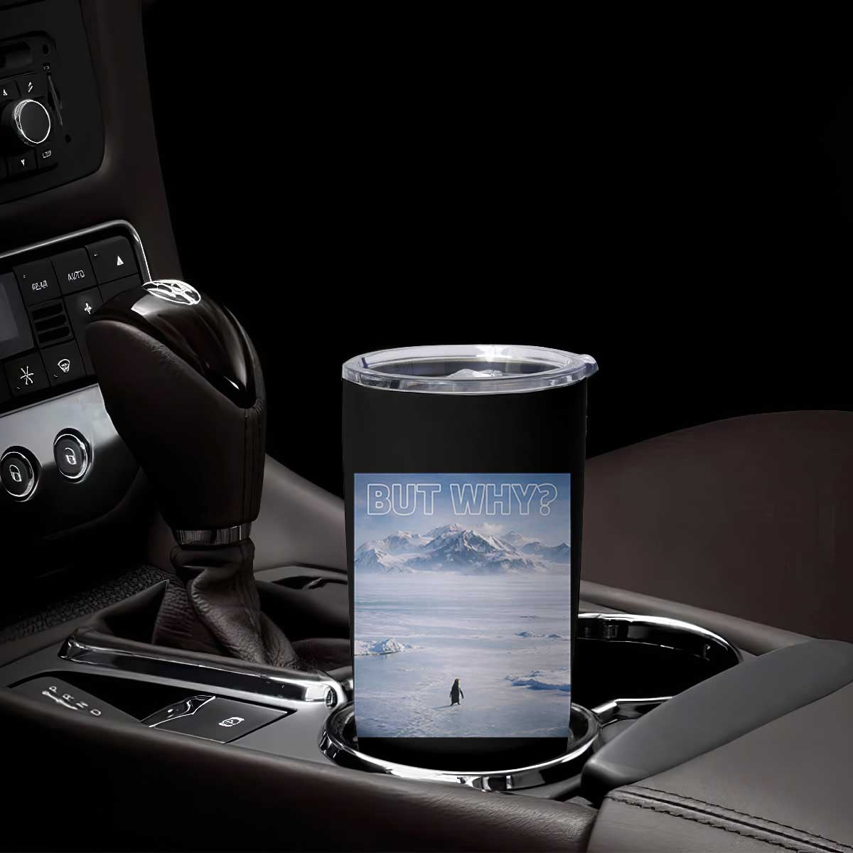 Funny Nihilist Penguin But Why Meme Tumbler Cup Existential Arctic Scene Icy Wilderness Quiet Thinkers TS02 Print Your Wear