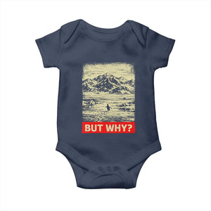 Retro Nihilist Penguin But Why Meme Baby Onesie Distressed Existential Moody Vintage Quiet Thinkers TS02 Navy Print Your Wear