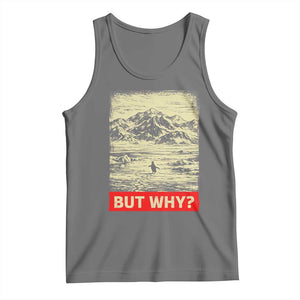 Retro Nihilist Penguin But Why Meme Tank Top Distressed Existential Moody Vintage Quiet Thinkers TS02 Black Heather Print Your Wear