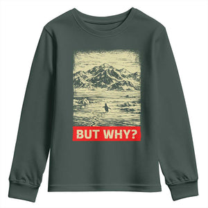 Retro Nihilist Penguin But Why Meme Youth Sweatshirt Distressed Existential Moody Vintage Quiet Thinkers TS02 Dark Forest Green Print Your Wear