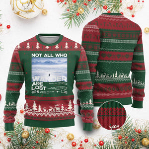 Not All Those Who Wander Are Lost Nihilist Penguin Ugly Christmas Sweater Existential Deep Emotional Meme Deep Thinkers TS02 Red Green Print Your Wear
