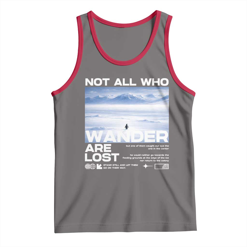 Not All Those Who Wander Are Lost Nihilist Penguin Tank Top Existential Deep Emotional Meme Deep Thinkers TS02 Deep Heather Red Print Your Wear