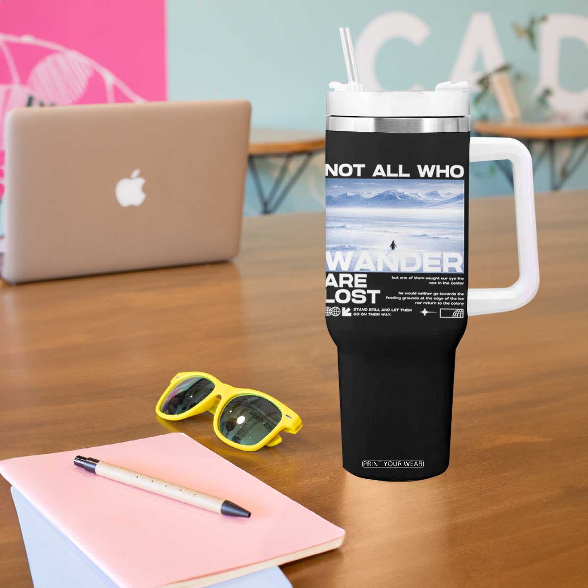 Not All Those Who Wander Are Lost Nihilist Penguin Tumbler With Handle Existential Deep Emotional Meme Deep Thinkers TS02 Print Your Wear