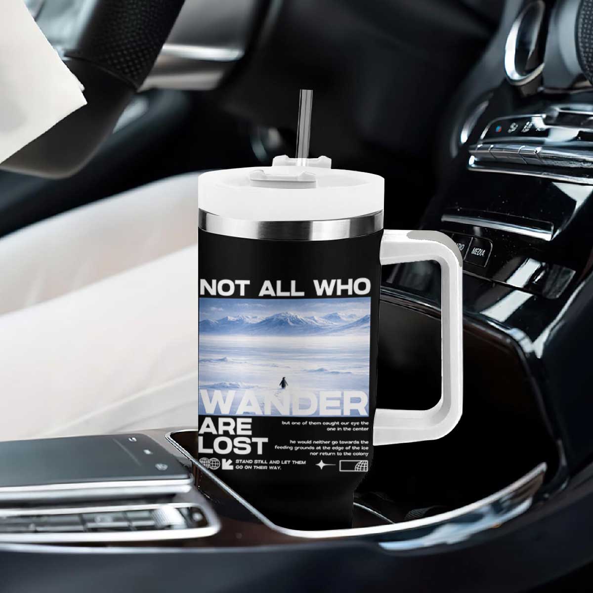 Not All Those Who Wander Are Lost Nihilist Penguin Tumbler With Handle Existential Deep Emotional Meme Deep Thinkers TS02 Print Your Wear