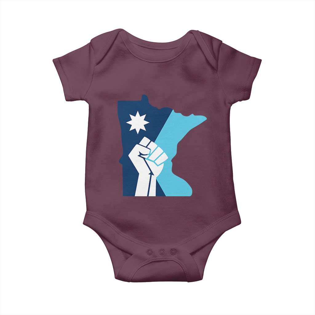 Minnesota Strong Fist Power Graphic Baby Onesie Social Justice Solidarity TS02 Maroon Print Your Wear