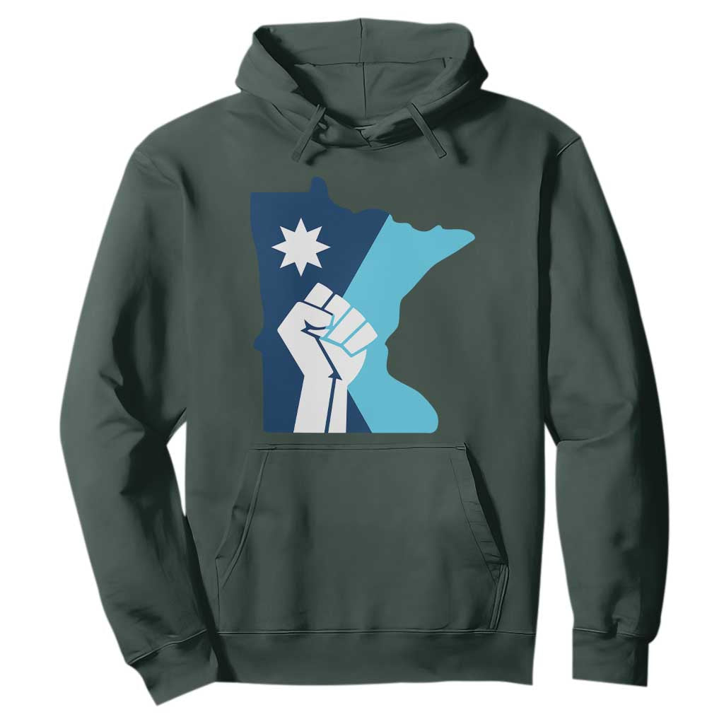 Minnesota Strong Fist Power Graphic Hoodie Social Justice Solidarity TS02 Dark Forest Green Print Your Wear