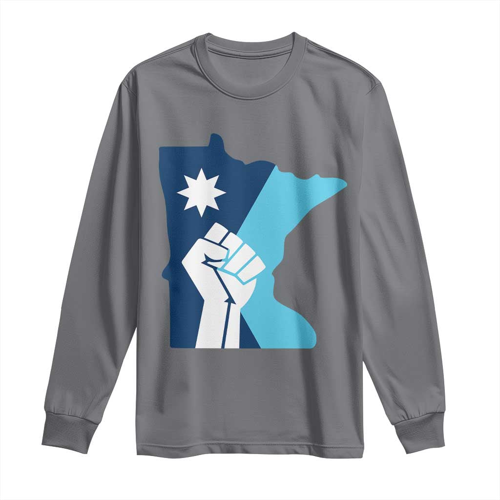 Minnesota Strong Fist Power Graphic Long Sleeve Shirt Social Justice Solidarity TS02 Charcoal Print Your Wear
