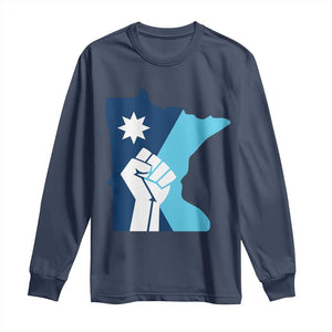 Minnesota Strong Fist Power Graphic Long Sleeve Shirt Social Justice Solidarity TS02 Navy Print Your Wear