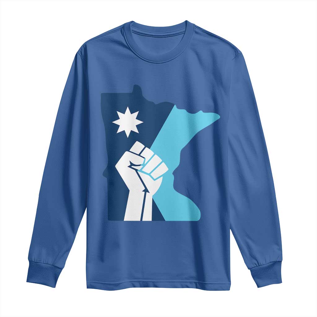 Minnesota Strong Fist Power Graphic Long Sleeve Shirt Social Justice Solidarity TS02 Royal Blue Print Your Wear