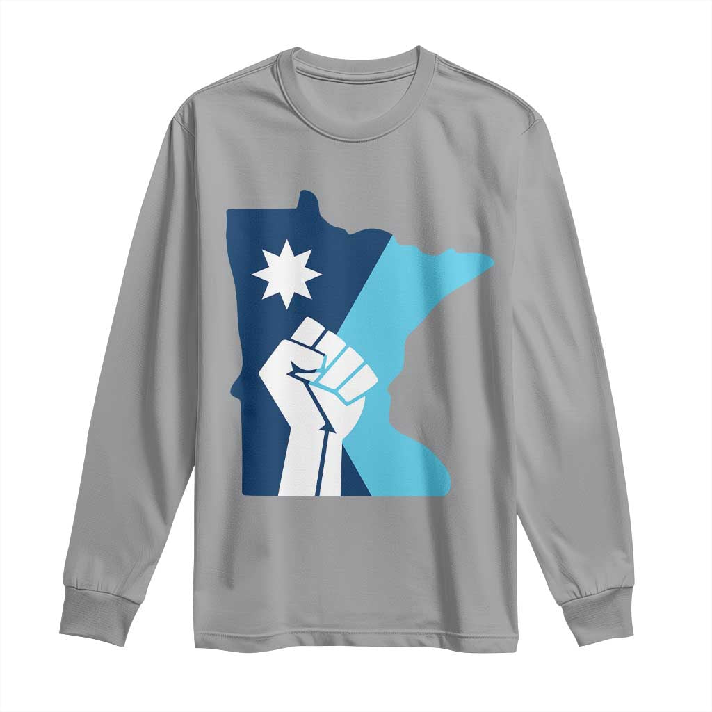 Minnesota Strong Fist Power Graphic Long Sleeve Shirt Social Justice Solidarity TS02 Sport Gray Print Your Wear