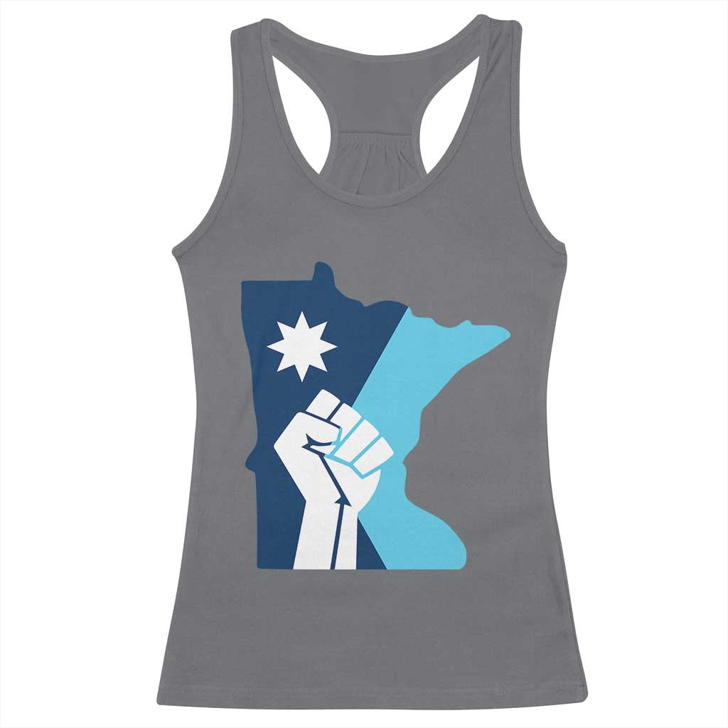 Minnesota Strong Fist Power Graphic Racerback Tank Top Social Justice Solidarity TS02 Charcoal Print Your Wear