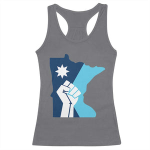 Minnesota Strong Fist Power Graphic Racerback Tank Top Social Justice Solidarity TS02 Charcoal Print Your Wear