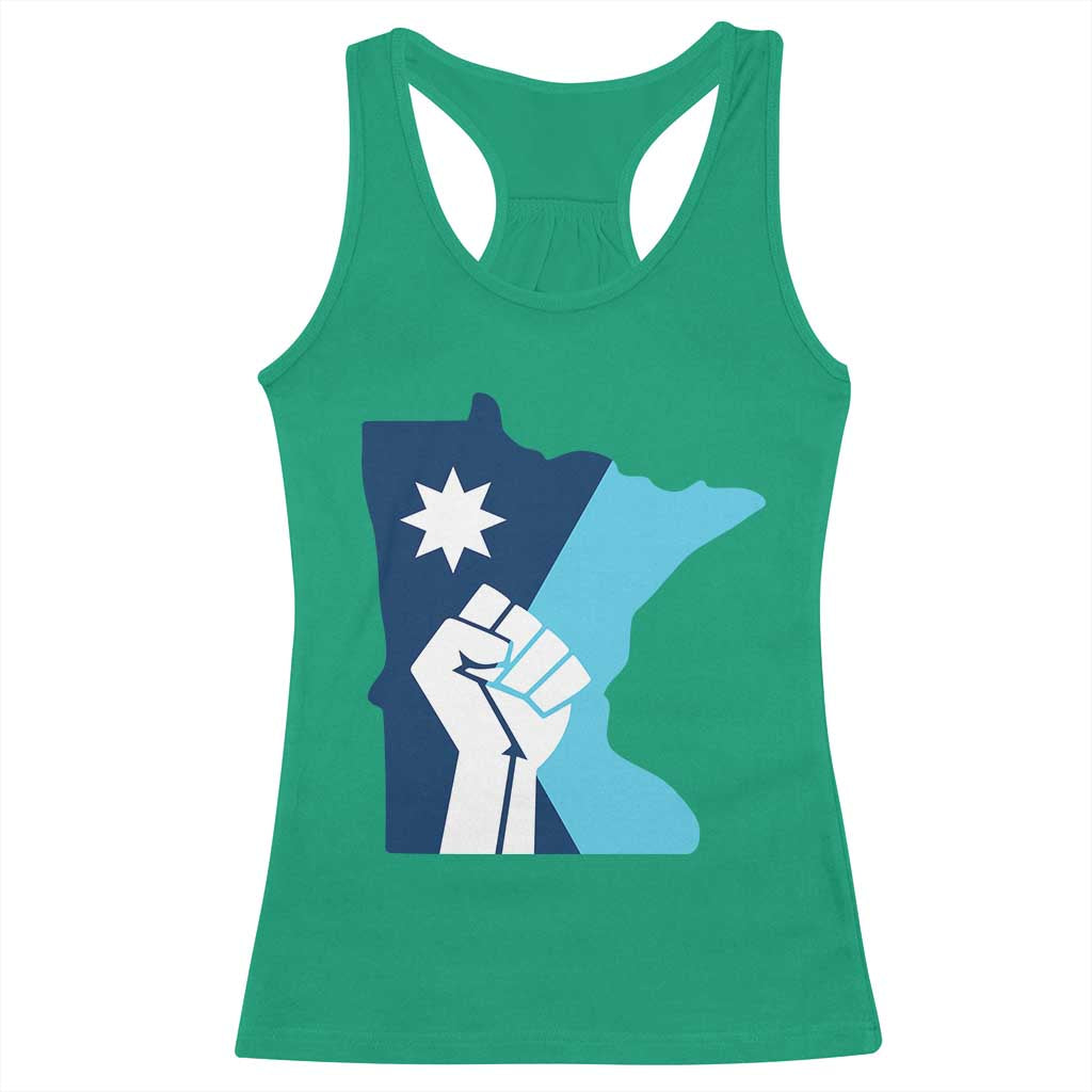 Minnesota Strong Fist Power Graphic Racerback Tank Top Social Justice Solidarity TS02 Irish Green Print Your Wear