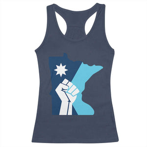 Minnesota Strong Fist Power Graphic Racerback Tank Top Social Justice Solidarity TS02 Navy Print Your Wear