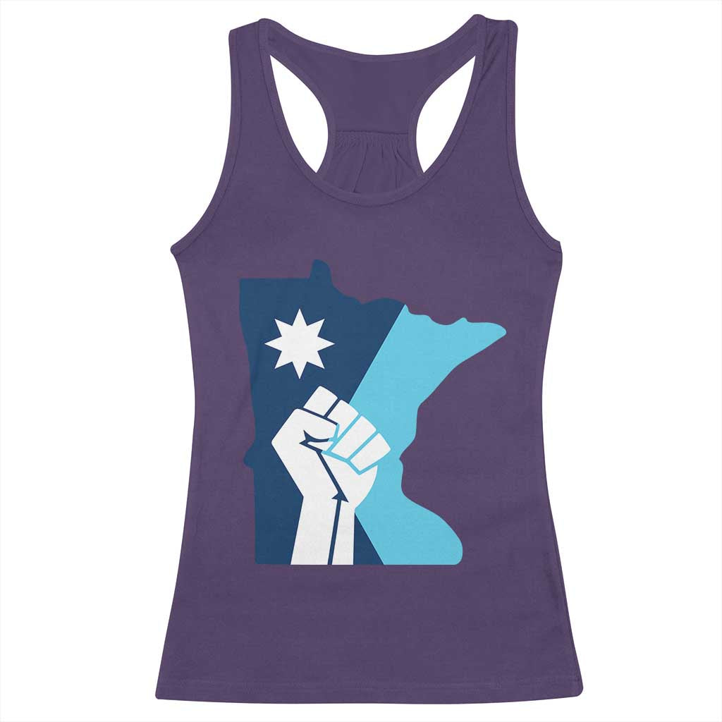 Minnesota Strong Fist Power Graphic Racerback Tank Top Social Justice Solidarity TS02 Purple Print Your Wear