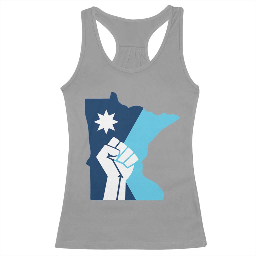 Minnesota Strong Fist Power Graphic Racerback Tank Top Social Justice Solidarity TS02 Sport Gray Print Your Wear