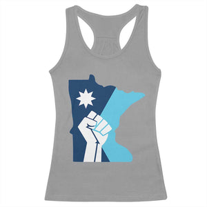 Minnesota Strong Fist Power Graphic Racerback Tank Top Social Justice Solidarity TS02 Sport Gray Print Your Wear