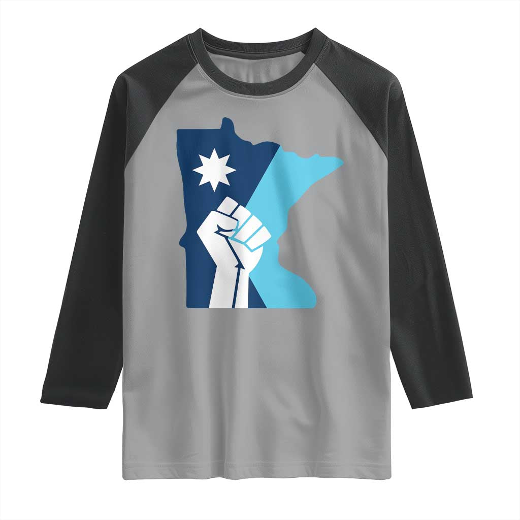 Minnesota Strong Fist Power Graphic Raglan Shirt Social Justice Solidarity TS02 Sport Gray Black Print Your Wear