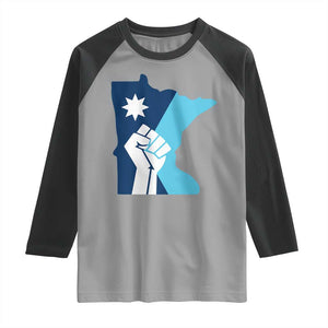Minnesota Strong Fist Power Graphic Raglan Shirt Social Justice Solidarity TS02 Sport Gray Black Print Your Wear